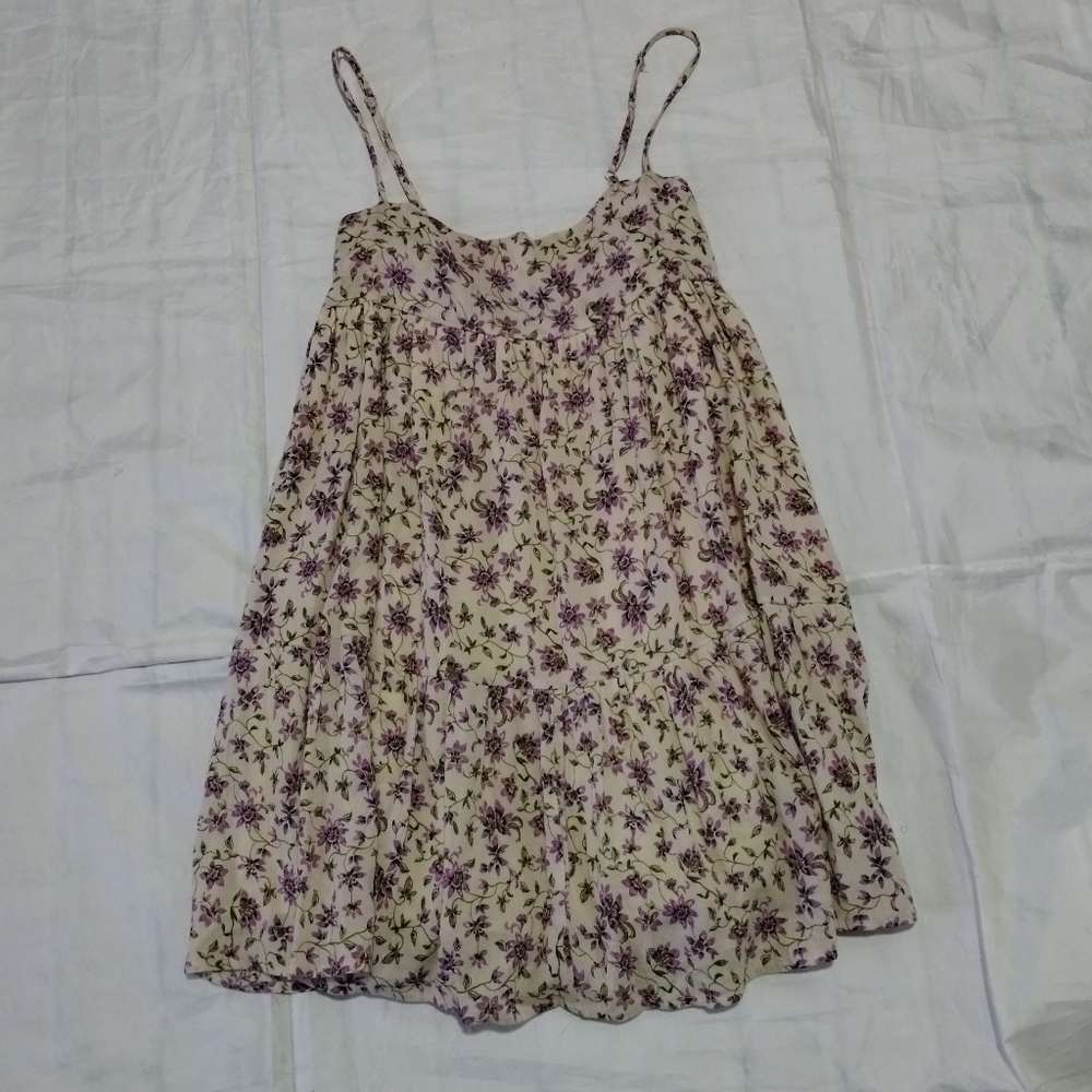 Olivaceous Women's S Tunic Dress Floral Adjustable Straps Lined Tiered Peasant
